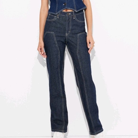 Women's High-Rise EasyRigid Straight Jeans - Wild Fable Blue Raw Wash Size 10 - Picture 1 of 14